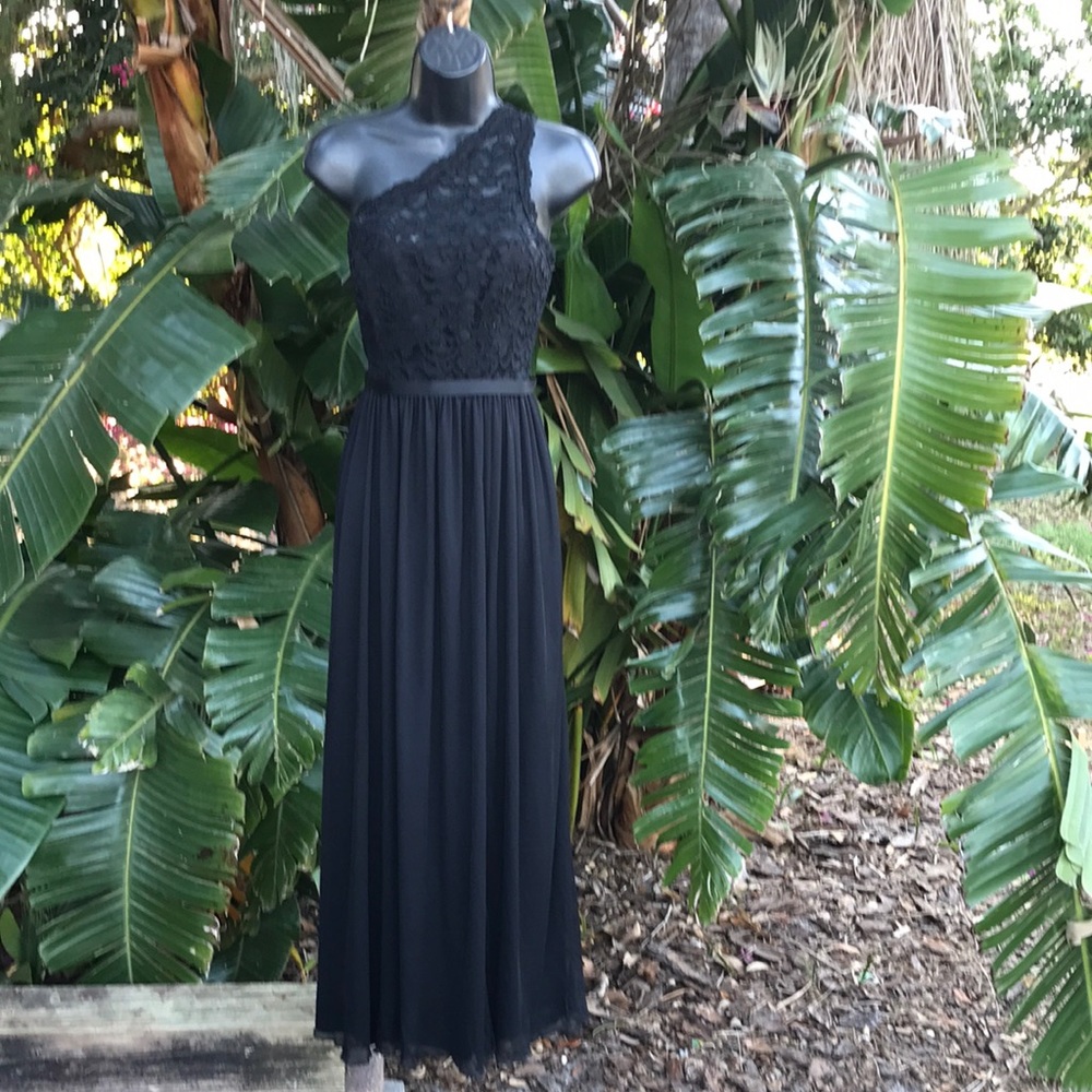 asymmetric lace gown
